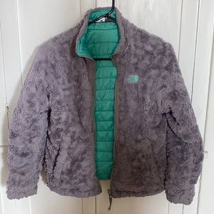 Kids reversible North Face jacket in Teal and Grey